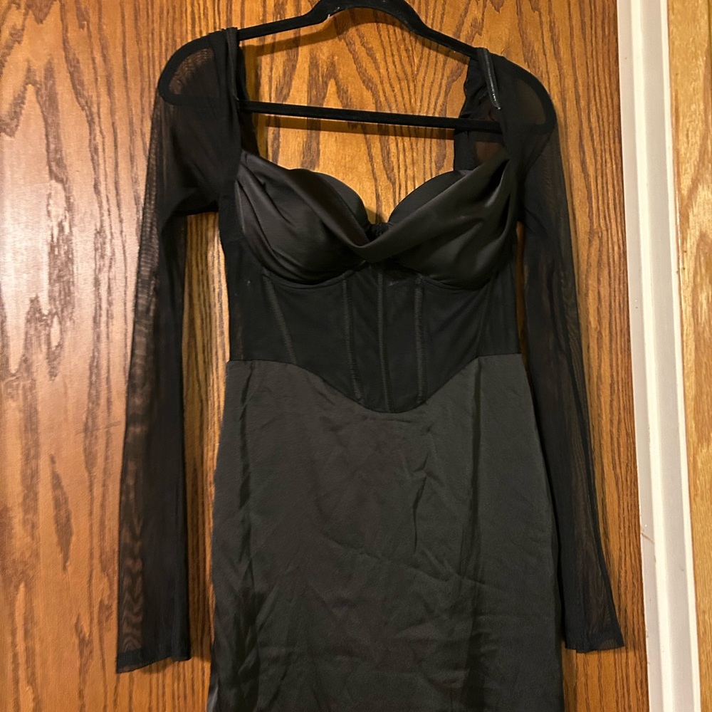 Oh Polly Elegant Black Mesh Dress